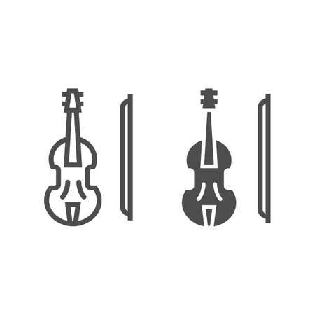 Violin line and glyph icon, musical and instrument, viola sign, vector graphics, a linear pattern on a white background.のイラスト素材