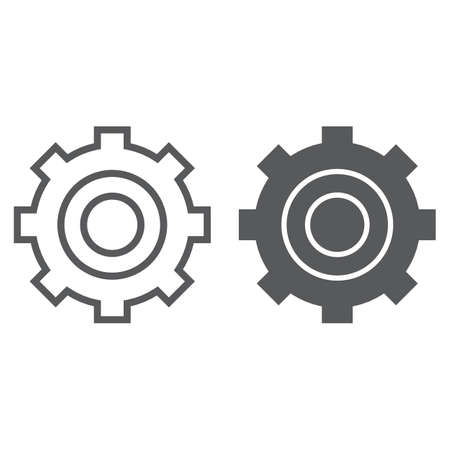 Settings line and glyph icon, technology and service, gear sign, vector graphics, a linear pattern on a white background.のイラスト素材