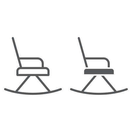 Rocking chair line and glyph icon, furniture and home, armchair sign, vector graphics, a linear pattern on a white background, eps 10.のイラスト素材