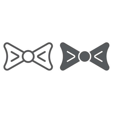 Bow tie line and glyph icon, clothing and knot, necktie sign, vector graphics, a linear pattern on a white background.のイラスト素材
