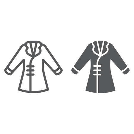 Coat line and glyph icon, clothing and fashion, jacket sign, vector graphics, a linear pattern on a white background.のイラスト素材