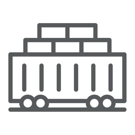 Train cargo line icon, transport and logistics, railway sign, vector graphics, a linear pattern on a white background, eps 10.のイラスト素材