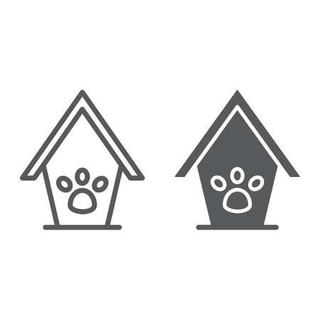 Pet house line and glyph icon, animal and home, dog house sign, vector graphics, a linear pattern on a white background, eps 10.のイラスト素材