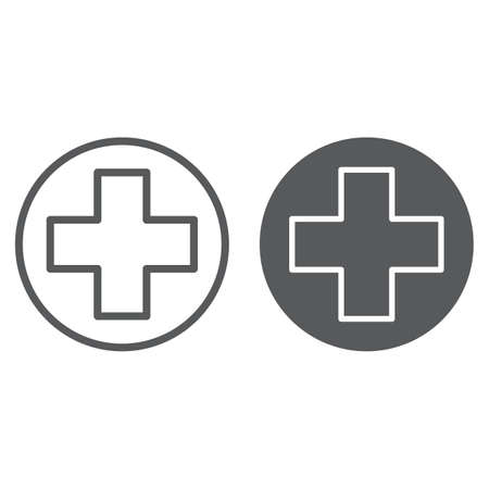 Medical point line and glyph icon, medicine and hospital, help point sign, vector graphics, a linear patternのイラスト素材