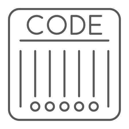 Barcode thin line icon, retail and strip, code sign, vector graphics, a linear pattern on a white background, eps 10.のイラスト素材
