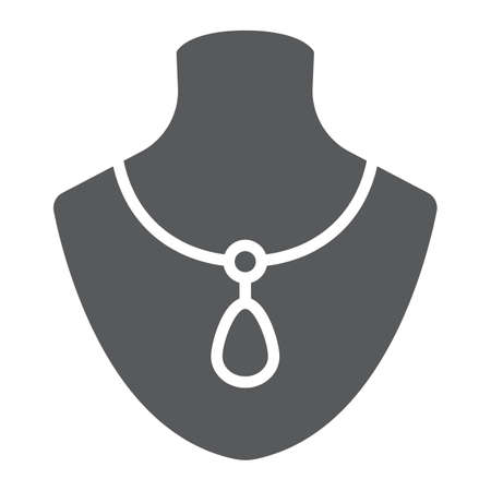 Necklace on manneqiun glyph icon, jewelry and accessory, dummy with jewelry sign, vector graphics, a solid pattern on a white background.のイラスト素材