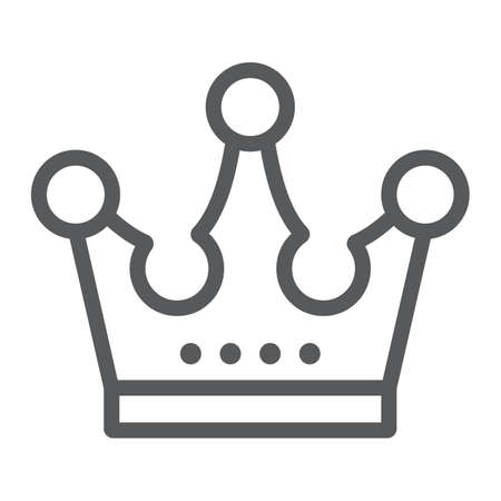 Crown line icon, jewellery and accessory, corona sign, vector graphics, a linear pattern on a white background.のイラスト素材