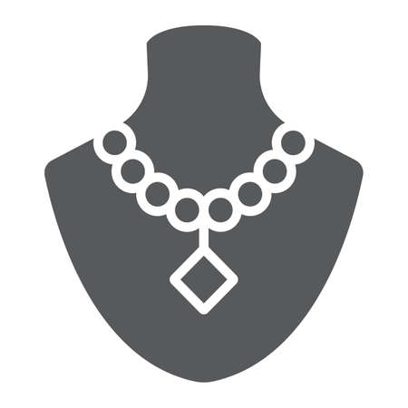 Dummy with necklace glyph icon, jewellery and accessory, mannequin with jewelry sign, vector graphics, a solid pattern on a white background.のイラスト素材