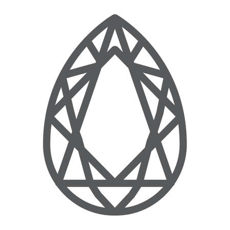 Gem line icon, jewelry and crystal, diamond sign, vector graphics, a linear pattern on a white background, eps 10.のイラスト素材