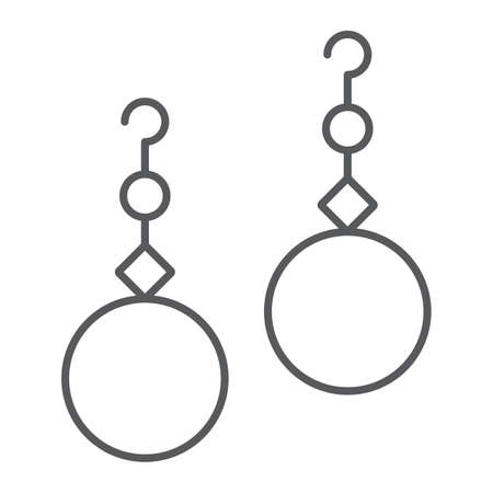 Pearls earrings thin line icon, jewelry and accessory, ear jewel sign, vector graphics, a linear pattern on a white background, eps 10.のイラスト素材