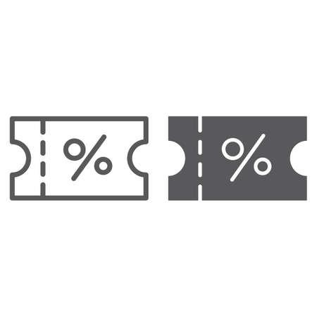 Coupon line and glyph icon, label and card, discount sign, vector graphics, a linear pattern on a white background, eps 10.のイラスト素材