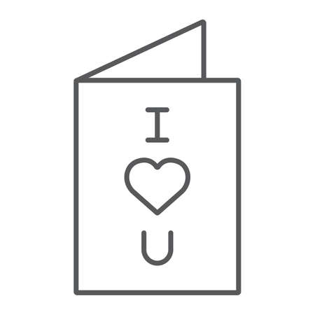 Greeting card thin line icon, valentine and postcard, love card sign, vector graphics, a linear pattern on a white background, eps 10.のイラスト素材
