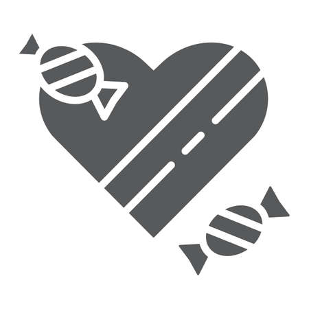 Chocolates glyph icon, valentines and romantic, heart sweets sign, vector graphics, a solid pattern on a white background, eps 10.のイラスト素材