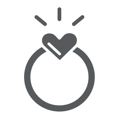 Ring glyph icon, love and jewelry, engagement ring sign, vector graphics, a solid pattern on a white background, eps 10.のイラスト素材