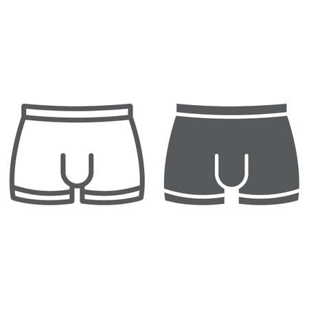 Men underware line and glyph icon, male and underwear, briefs sign, vector graphics, a linear pattern on a white background, eps 10.のイラスト素材