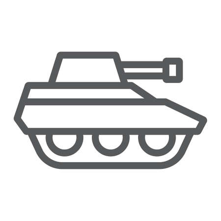 Military tank line icon, war and army, vehicle sign, vector graphics, a linear pattern on a white background, eps 10.のイラスト素材