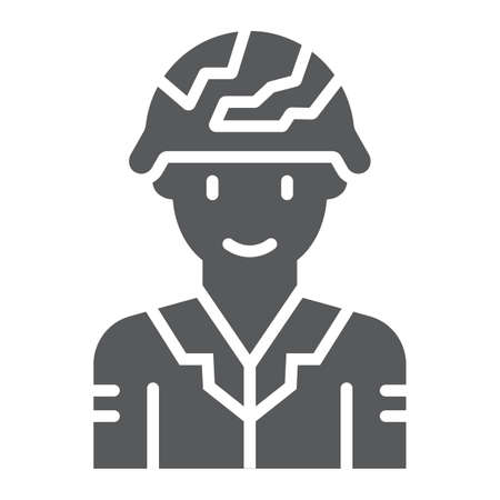 Soldier glyph icon, military and army, warrior sign, vector graphics, a solid pattern on a white background.のイラスト素材