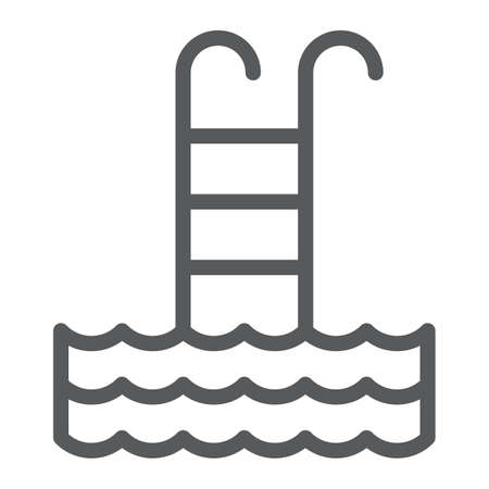 Pool line icon, sport and swim, ladder sign, vector graphics, a linear pattern on a white background.のイラスト素材