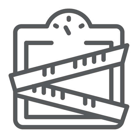 Weight scale line icon, weighing and measurement, bathroom scales sign, vector graphics, a linear pattern on a white background, eps 10.のイラスト素材