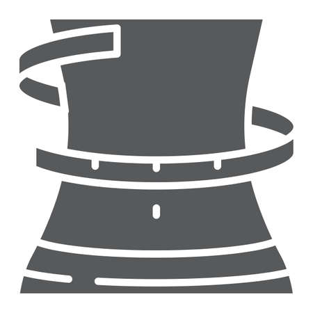 Weight loss glyph icon, fitness and body, waistline sign, vector graphics, a solid pattern on a white background, eps 10.のイラスト素材