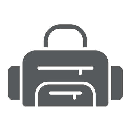 Sport bag glyph icon, sport and baggage, fitness bag sign, vector graphics, a solid pattern on a white background, eps 10.のイラスト素材
