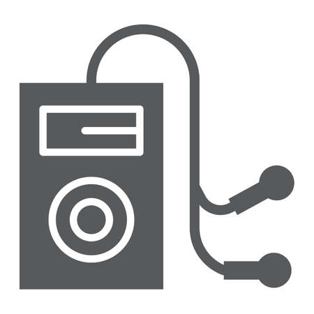 Mp3 player glyph icon, audio and sound, music player sign, vector graphics, a solid pattern on a white background, eps 10.のイラスト素材