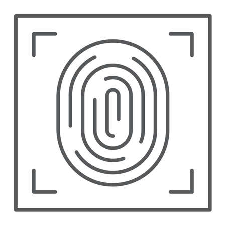 Fingerprint thin line icon, id and security, print sign, vector graphics, a linear pattern on a white background, eps 10.のイラスト素材