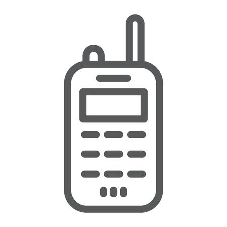 Walkie talkie line icon, transmitter and communication, radio set sign, vector graphics, a linear pattern on a white background.のイラスト素材