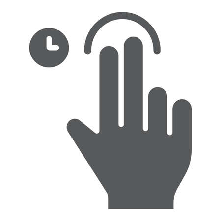 Two fingers touch and hold glyph icon, gesture and hand, swipe sign, vector graphics, a solid pattern on a white background, eps 10.のイラスト素材