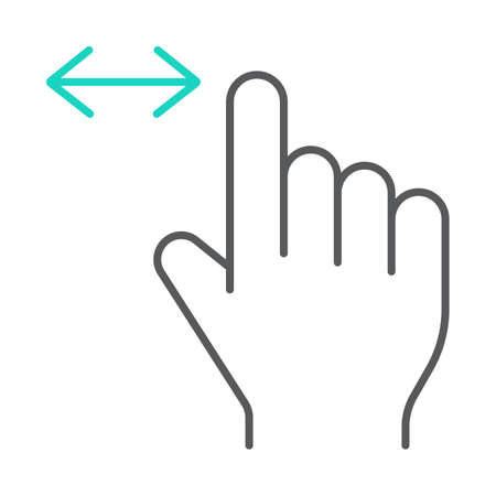 Horizontal scroll thin line icon, finger and gesture, hand sign, vector graphics, a linear pattern on a white background, eps 10.のイラスト素材