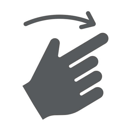 Flick right glyph icon, gesture and hand, swipe sign, vector graphics, a solid pattern on a white background, eps 10.のイラスト素材