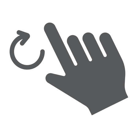 Two fingers rotate glyph icon, gesture and hand, twist sign, vector graphics, a solid pattern on a white background, eps 10.のイラスト素材