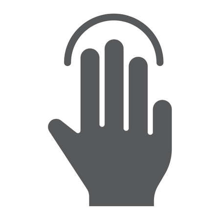 Triple tap glyph icon, gesture and hand, click sign, vector graphics, a solid pattern on a white background.のイラスト素材
