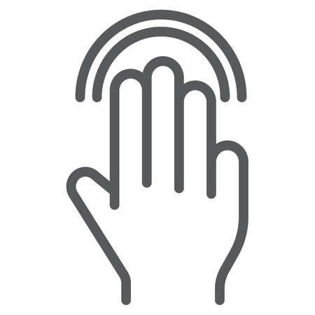 Triple double tap line icon, gesture and hand, click sign, vector graphics, a linear pattern on a white background, eps 10.のイラスト素材