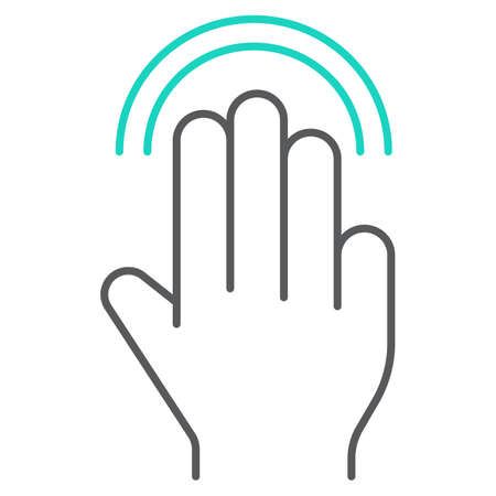 Triple double tap thin line icon, gesture and hand, click sign, vector graphics, a linear pattern on a white background, eps 10.のイラスト素材