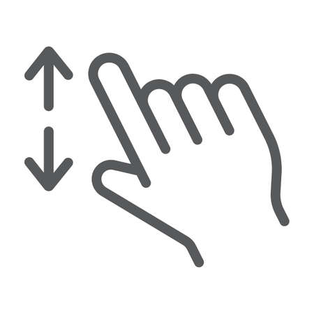 Two fingers zoom in line icon, gesture and click, hand sign, vector graphics, a linear pattern on a white background, eps 10.のイラスト素材