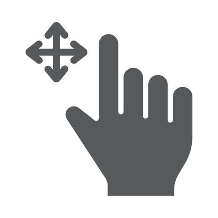 Free drag glyph icon, gesture and hand, swipe sign, vector graphics, a solid pattern on a white background, eps 10.のイラスト素材