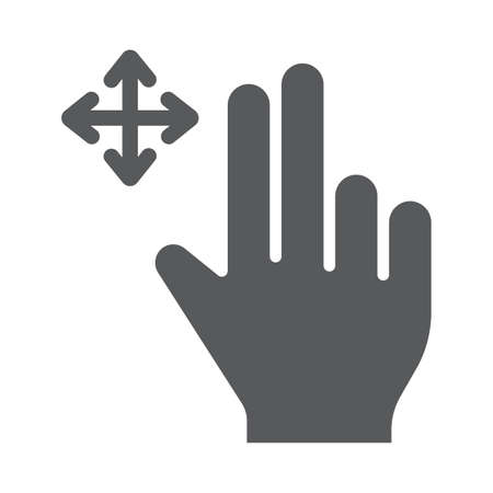 Two fingers free drag glyph icon, gesture and hand, swipe sign, vector graphics, a solid pattern on a white background, eps 10.のイラスト素材