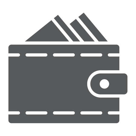 Wallet glyph icon, money and payment, purse sign, vector graphics, a solid pattern on a white background, eps 10.のイラスト素材