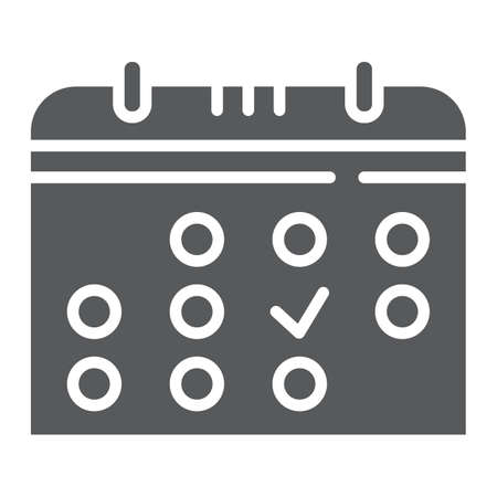 Calendar glyph icon, month and date, reminder sign, vector graphics, a solid pattern on a white background, eps 10.のイラスト素材
