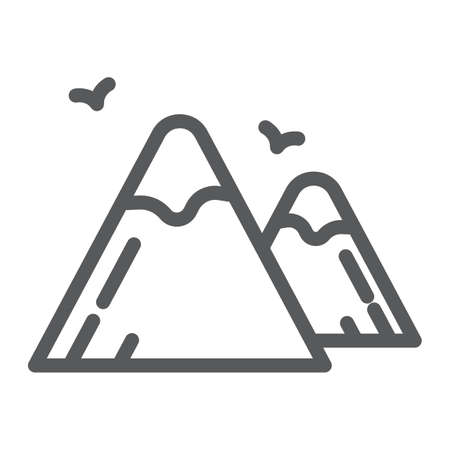 Mountains line icon, nature and landscape, rock sign, vector graphics, a linear pattern on a white background, eps 10.のイラスト素材