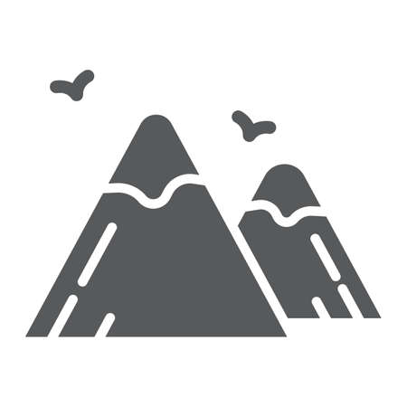 Mountains glyph icon, nature and landscape, rock sign, vector graphics, a solid pattern on a white background, eps 10.のイラスト素材