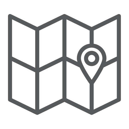 Map line icon, location and travel, direction sign, vector graphics, a linear pattern on a white background.のイラスト素材