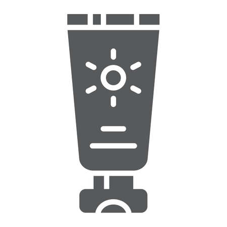 Sun protection glyph icon, cream and cosmetic, sunscreen sign, vector graphics, a solid pattern on a white background, eps 10.のイラスト素材
