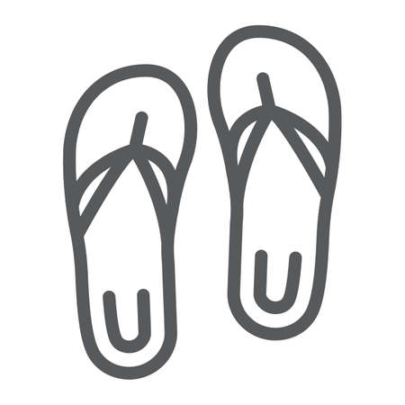 Sandals line icon, footwear and beach, flip flops sign, vector graphics, a linear pattern on a white background, eps 10.のイラスト素材
