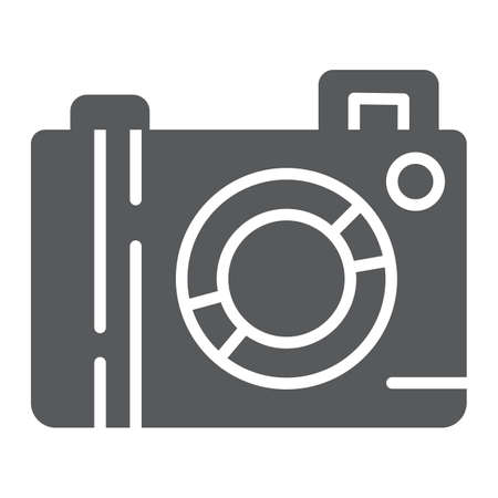Camera glyph icon, lens and photo, photocamera sign, vector graphics, a solid pattern on a white background, eps 10.のイラスト素材