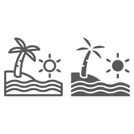 Beach line and glyph icon, travel and vacation, sea sign, vector graphics, a linear pattern on a white background.のイラスト素材