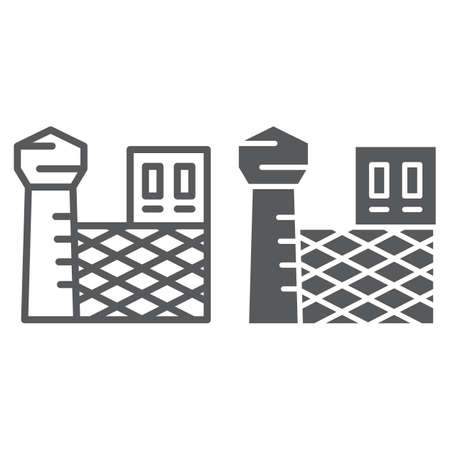 Prison line and glyph icon, building and security, jail sign, vector graphics, a linear pattern on a white background, eps 10.のイラスト素材
