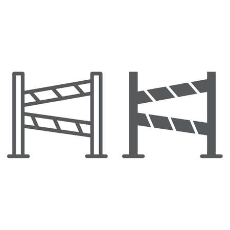 Road fence line and glyph icon, construction and border, barrier sign, vector graphics, a linear pattern on a white background, eps 10.のイラスト素材