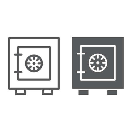 Safety box line and glyph icon, safe and security, strongbox sign, vector graphics, a linear pattern on a white background, eps 10.のイラスト素材